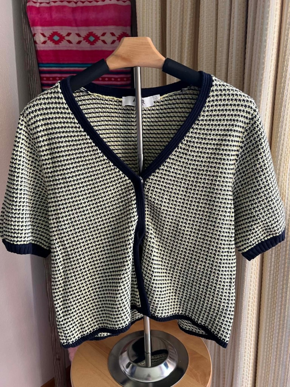 Astr the Label Bow Short Sleeve Cardigan